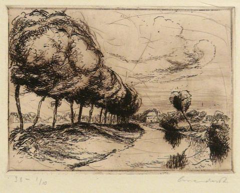 Antonius van der Pas-Radierungen Gegenständlich-10-2107-Landschaft 1948