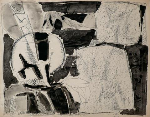 Antonius van der Pas-Zeichnungen-70er-06-1629-Kohle Gouache-undatiert