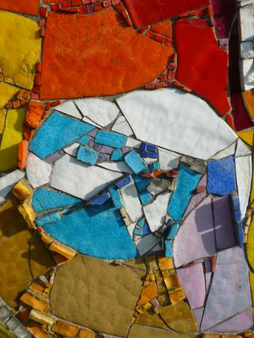 3 teilige Mosaik Reliefwand-Privathaus Gelsenkirchen-08-238-1973